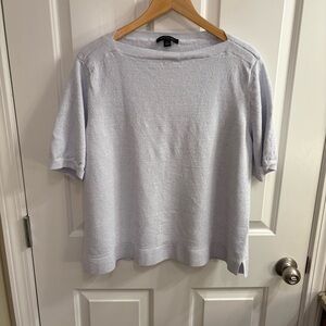 Ann Taylor Light Blue Women's Short Sleeve Linen Blend Sweater XXL